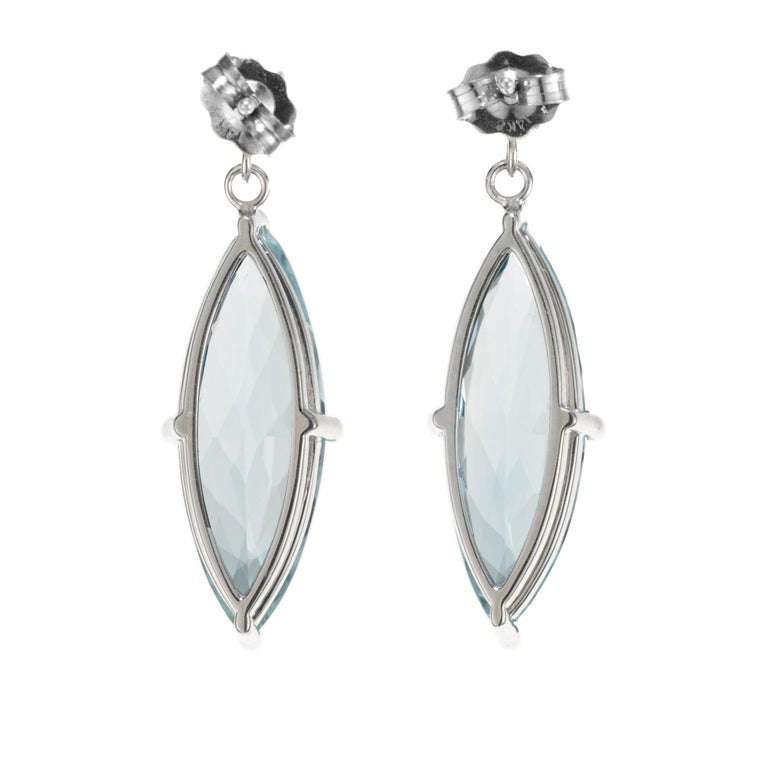 Peter Suchy 7.49 Carat Aquamarine Diamond White Gold Dangle Earrings – image 3