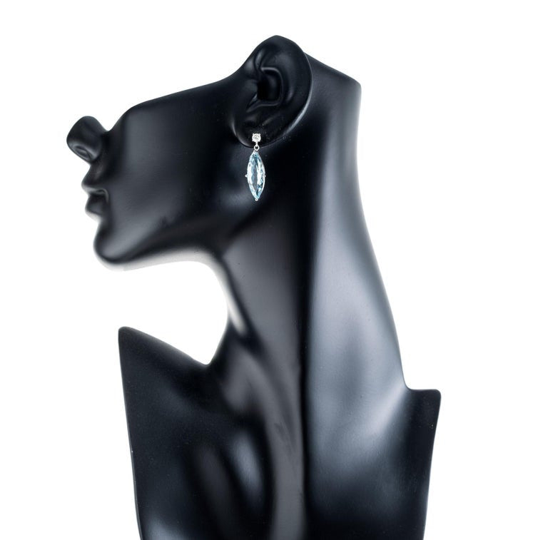 Peter Suchy 7.49 Carat Aquamarine Diamond White Gold Dangle Earrings – image 5
