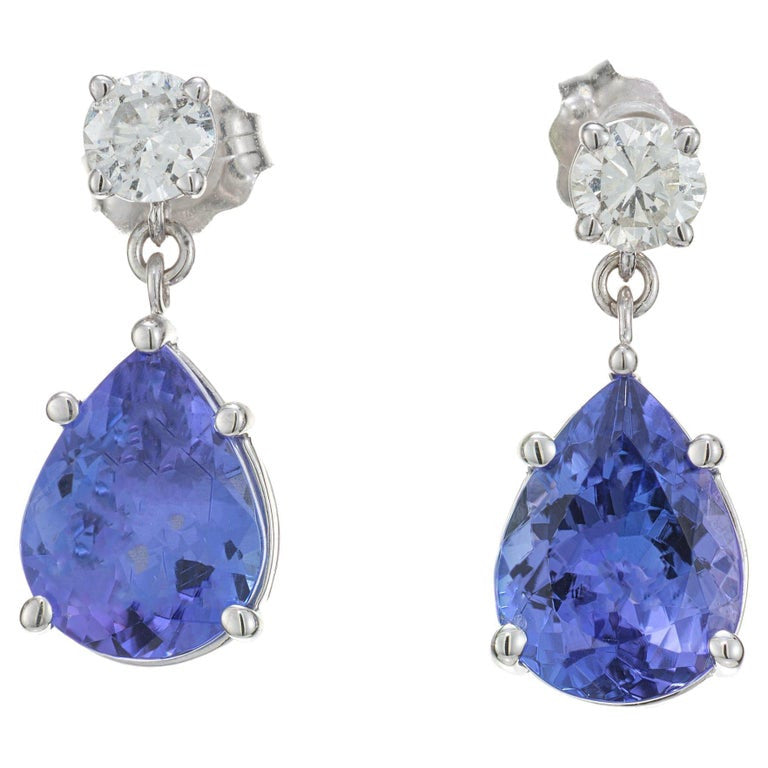 Peter Suchy 3.35 Carat Tanzanite Diamond White Gold Dangle Earrings