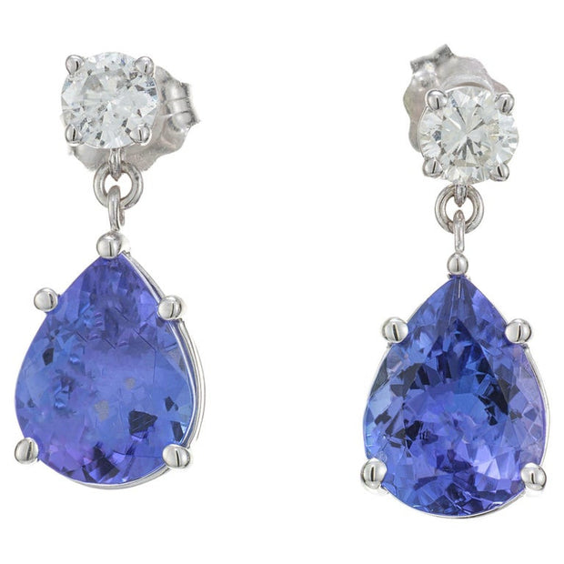 Peter Suchy 3.35 Carat Tanzanite Diamond White Gold Dangle Earrings