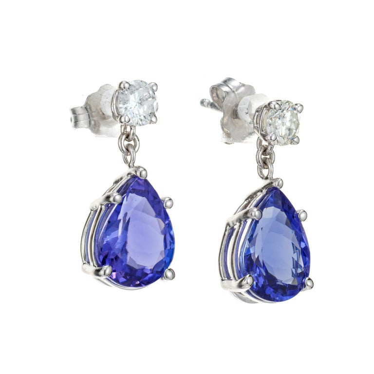 Peter Suchy 3.35 Carat Tanzanite Diamond White Gold Dangle Earrings – image 2