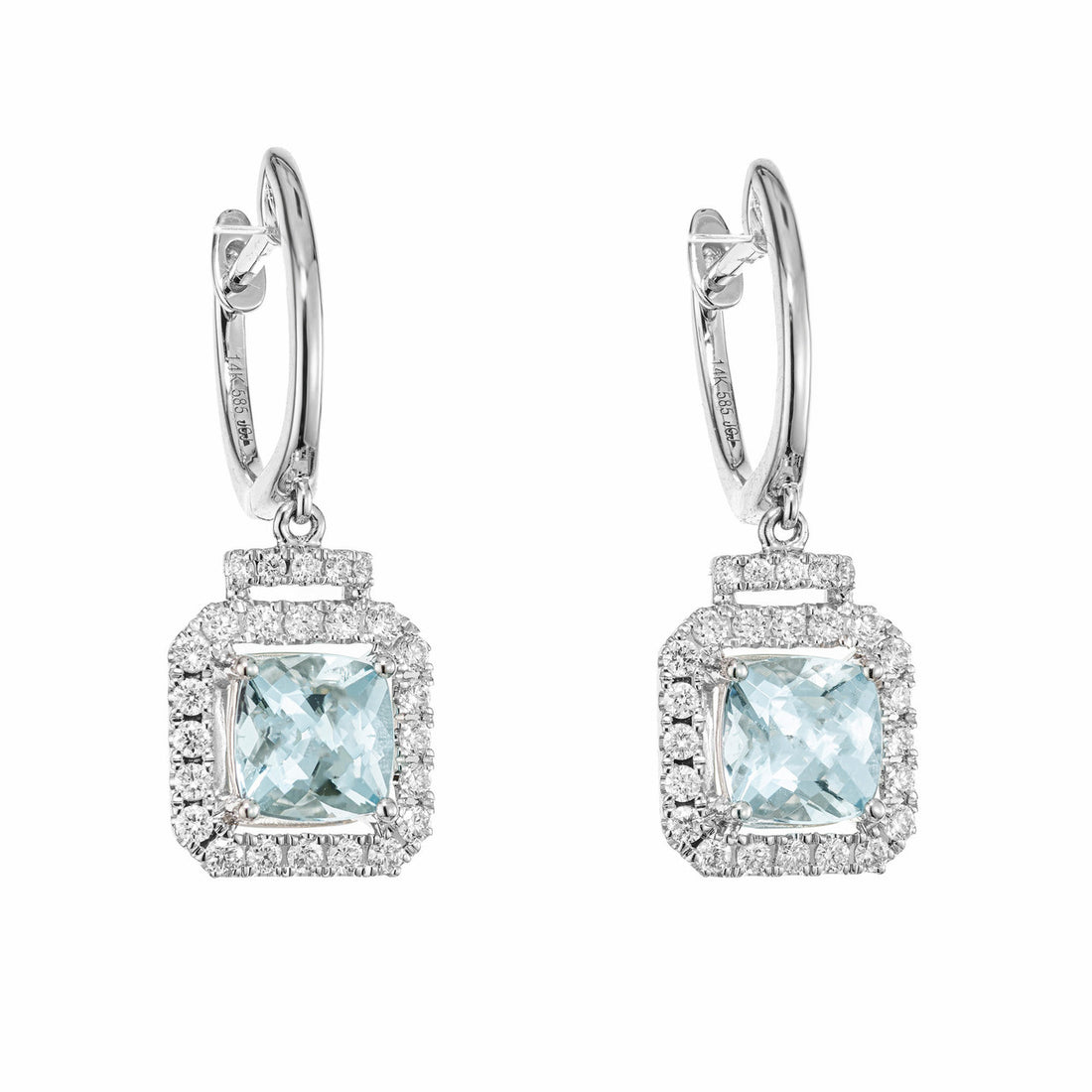 1.52 Carat Aquamarine Diamond White Gold Earrings – image 2