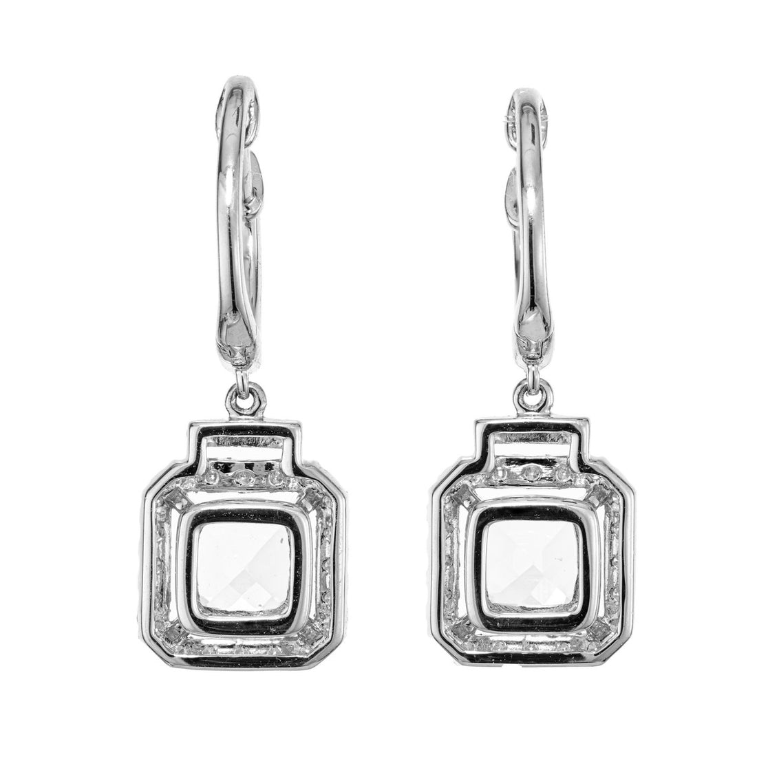 1.52 Carat Aquamarine Diamond White Gold Earrings – image 3