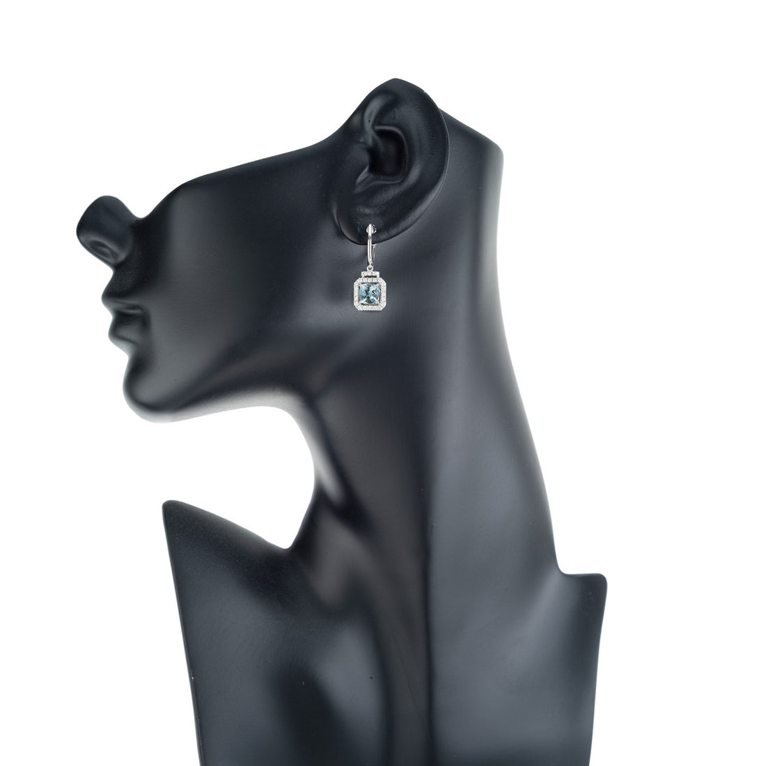 1.52 Carat Aquamarine Diamond White Gold Earrings – image 5