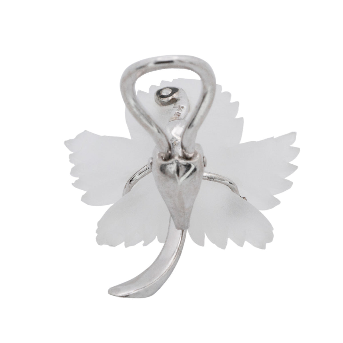 .10 Carat Diamond Frosted Crystal White Gold Leaf Clip Post Earrings – image 5