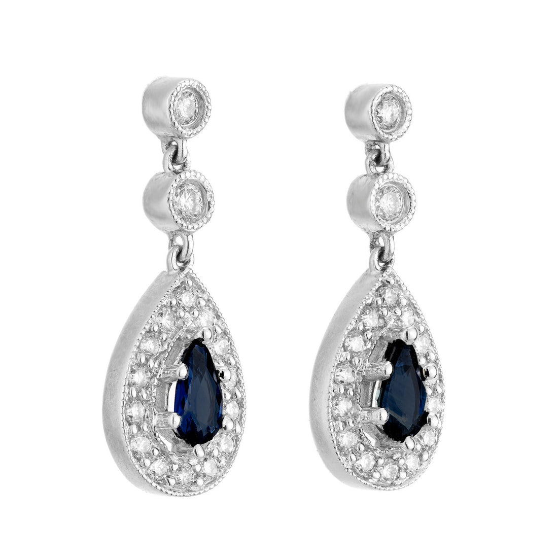 .40 Carat Sapphire Diamond White Gold Dangle Earrings – image 2