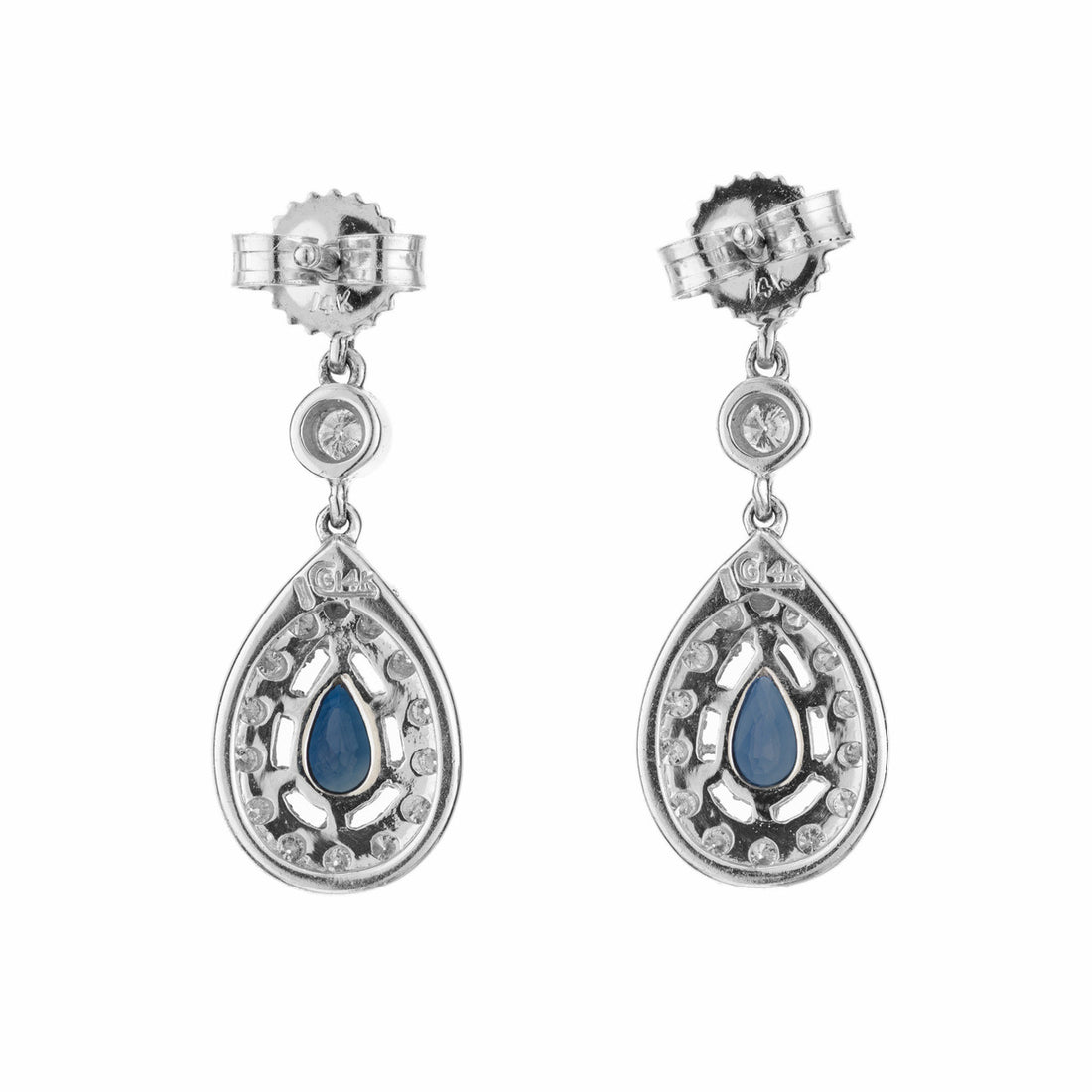 .40 Carat Sapphire Diamond White Gold Dangle Earrings – image 3