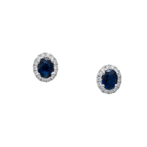 Peter Suchy .37 Carat Blue Sapphire Diamond White Gold Halo Earrings