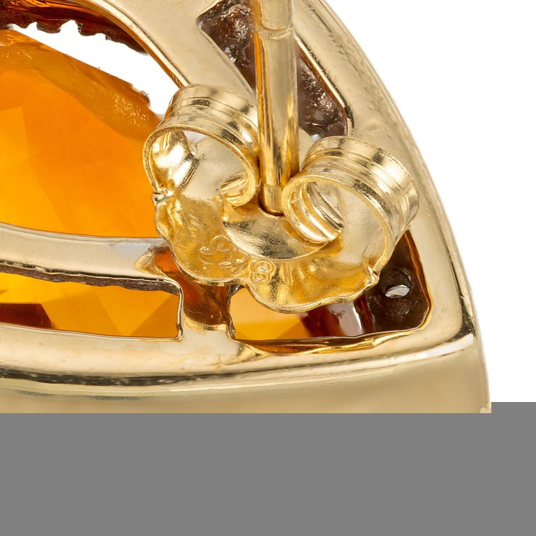 8.45 Carat Pear Citrine Diamond Halo Yellow Gold Earrings – image 6