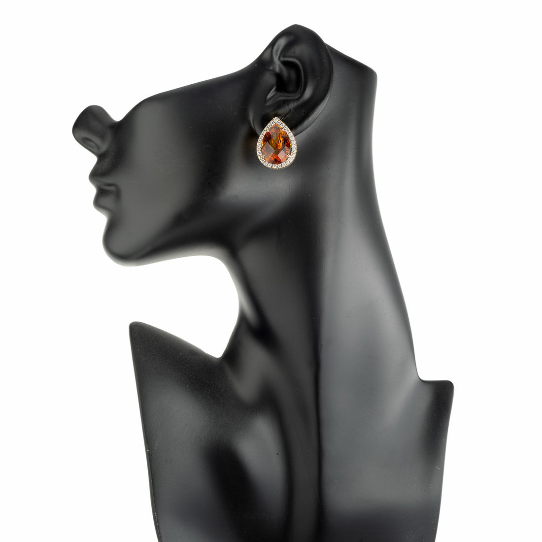 8.45 Carat Pear Citrine Diamond Halo Yellow Gold Earrings – image 7