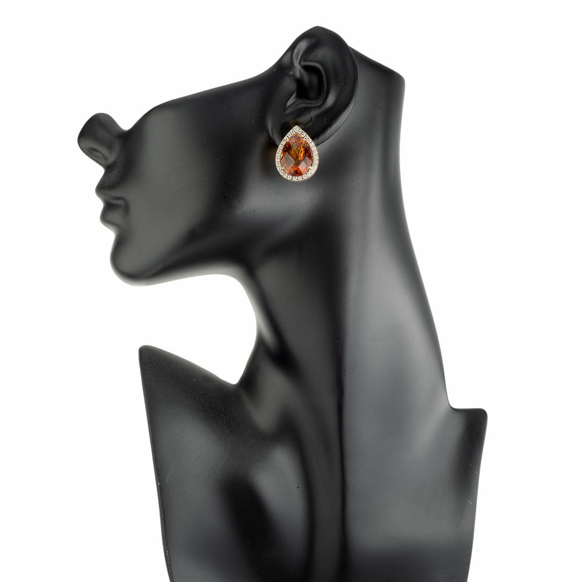 8.45 Carat Pear Citrine Diamond Halo Yellow Gold Earrings – image 7