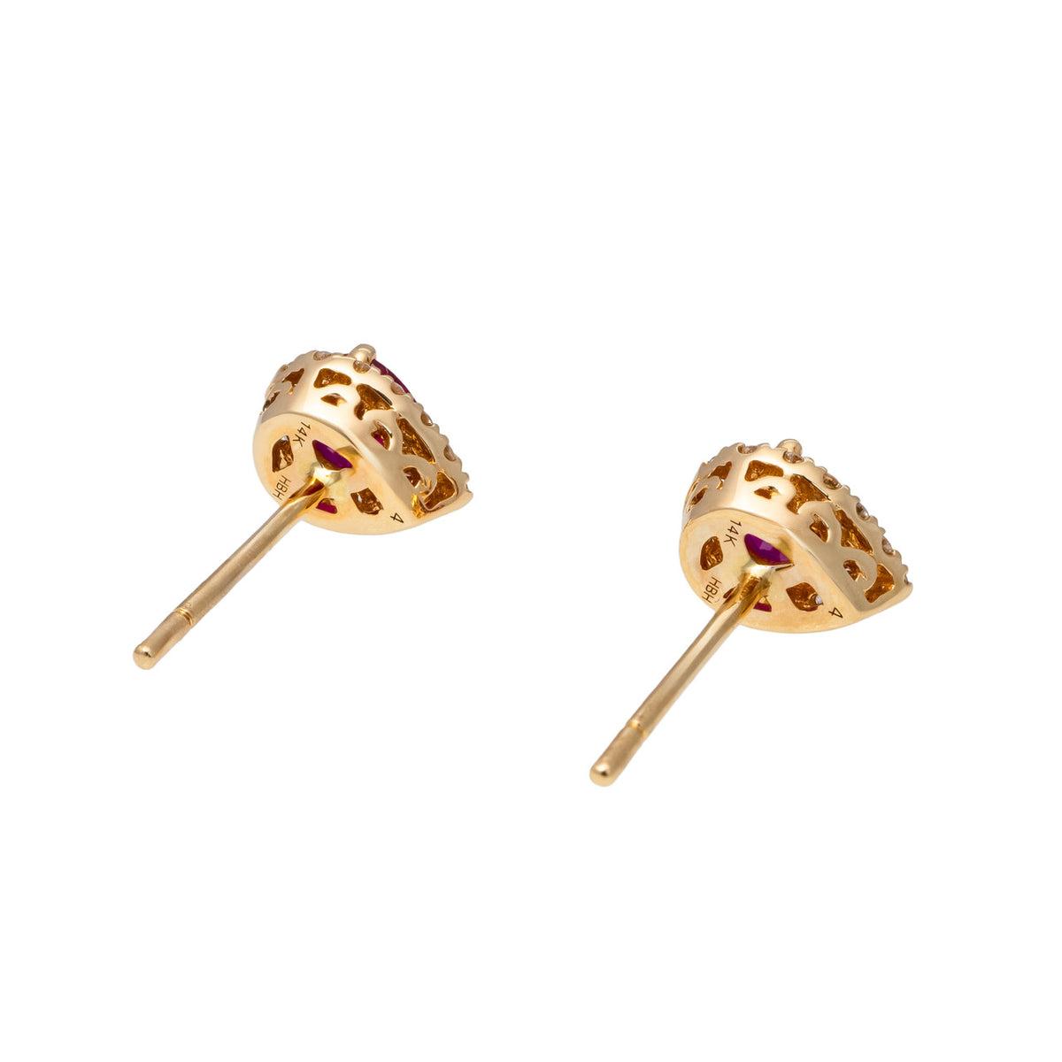 Peter Suchy .82 Carat Ruby Diamond Yellow Gold Halo Earrings – image 5
