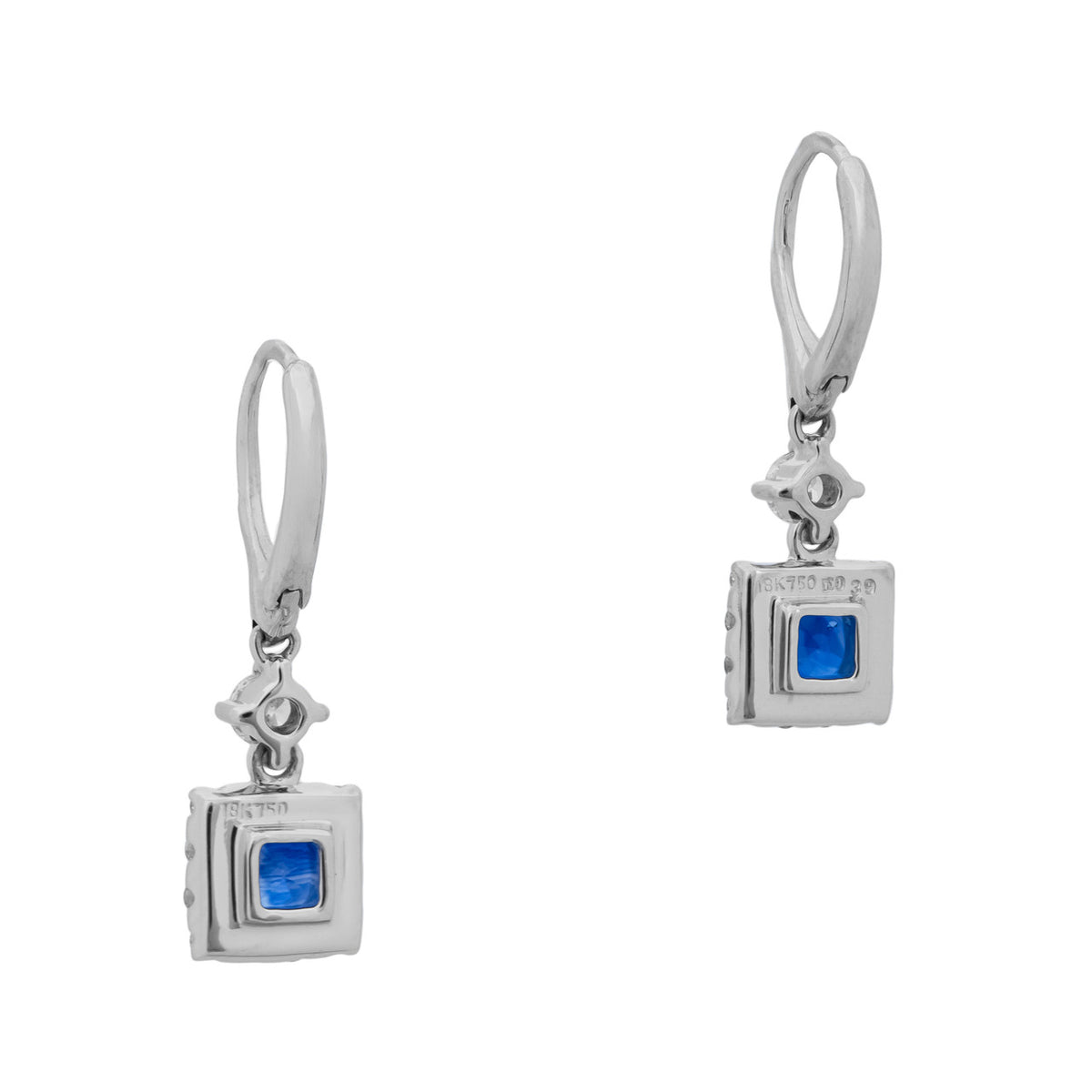 .90 Carat Sapphire Diamond Halo White Gold Dangle Earrings – image 4