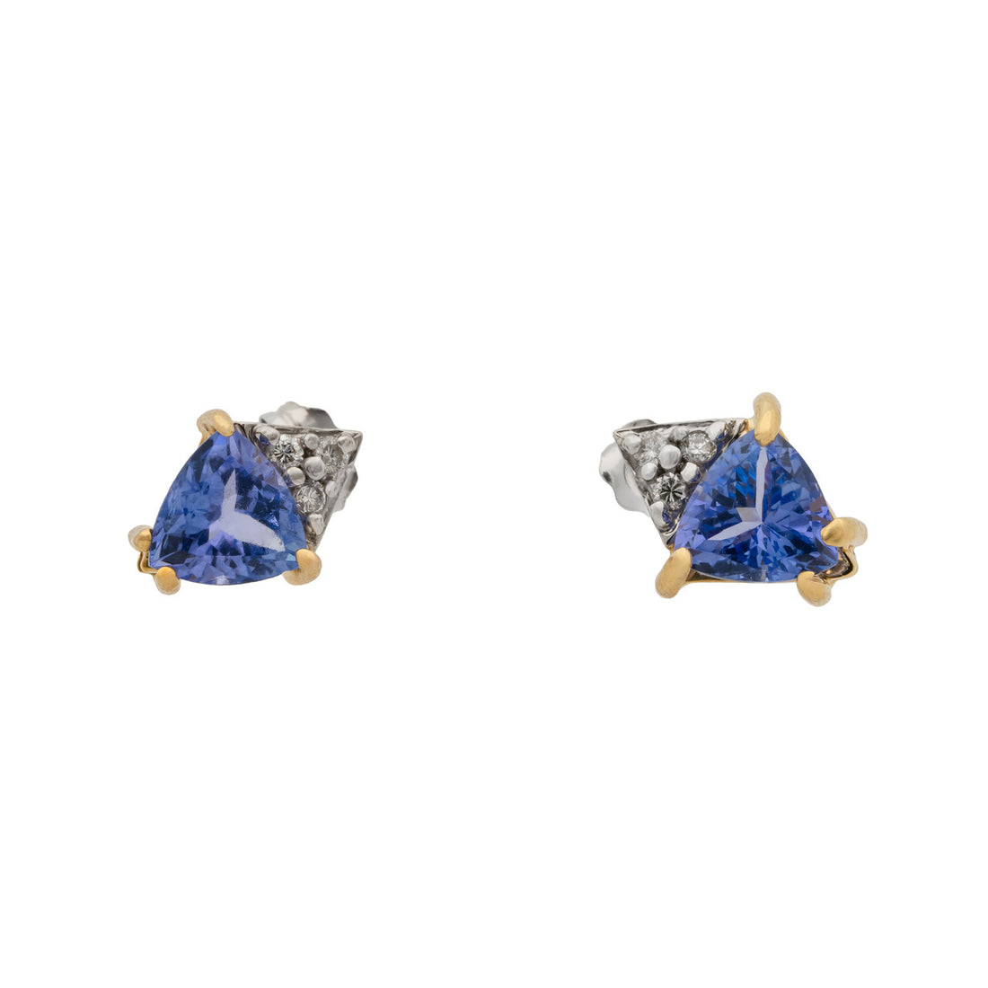 1.96 Carat Tanaznite Diamond Two Tone Gold Dangle Earrings – image 2
