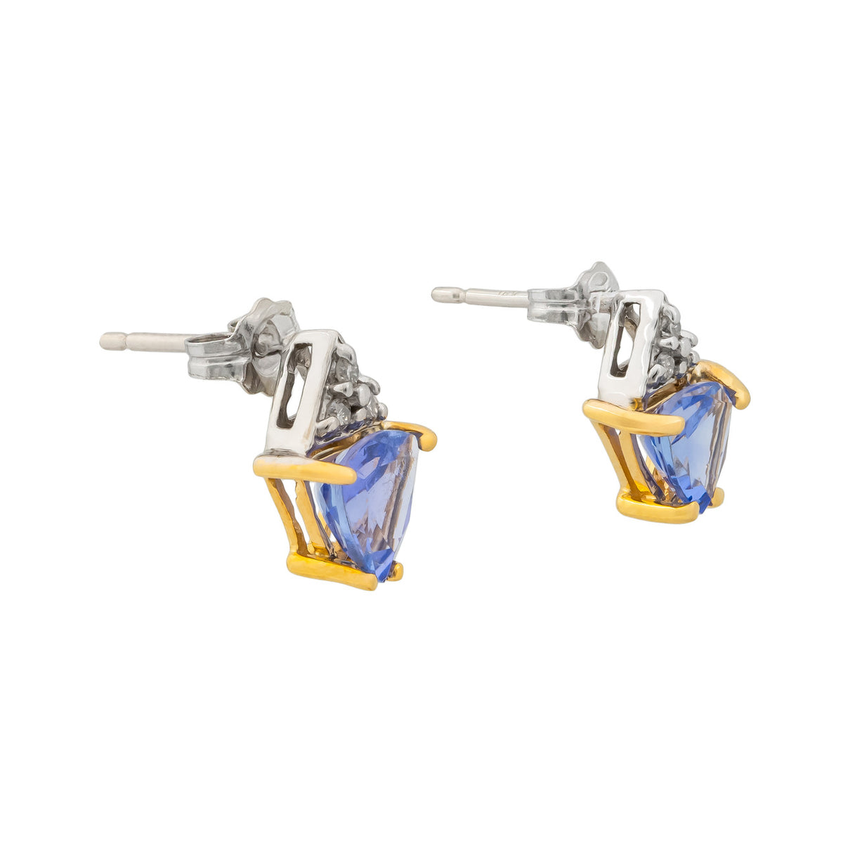 1.96 Carat Tanaznite Diamond Two Tone Gold Dangle Earrings – image 3