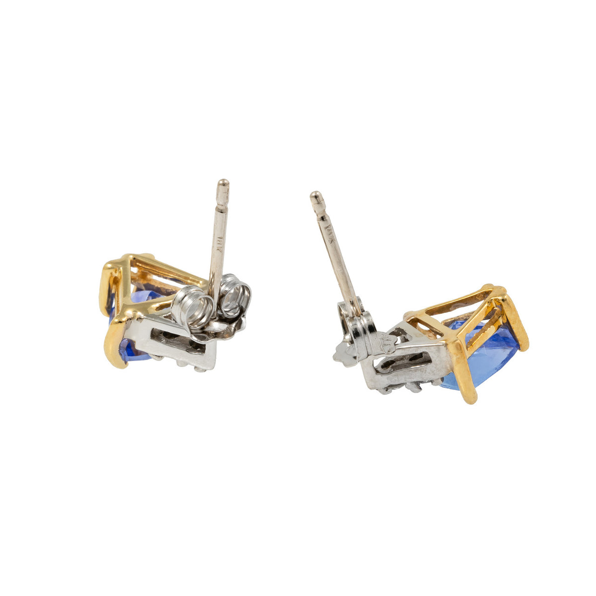 1.96 Carat Tanaznite Diamond Two Tone Gold Dangle Earrings – image 4