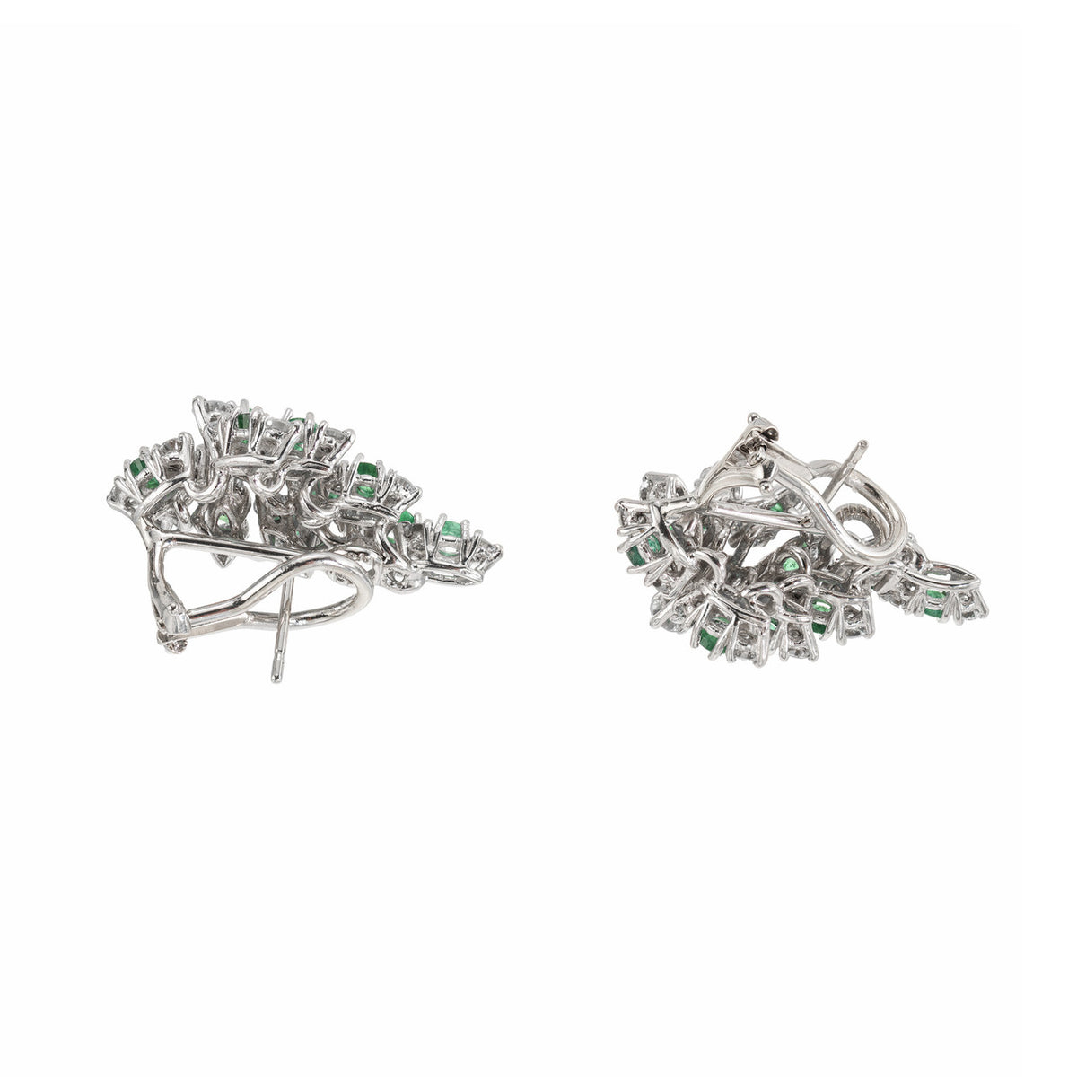 2.95 Carat Diamond Emerald Platinum 14k White Gold Ear Climber Earrings – image 4
