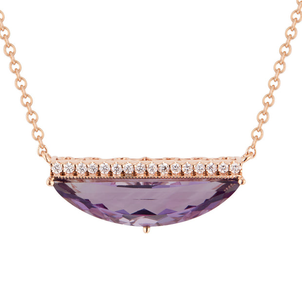 Peter Suchy 2.38 Carat Amethyst Diamond Rose Gold Necklace