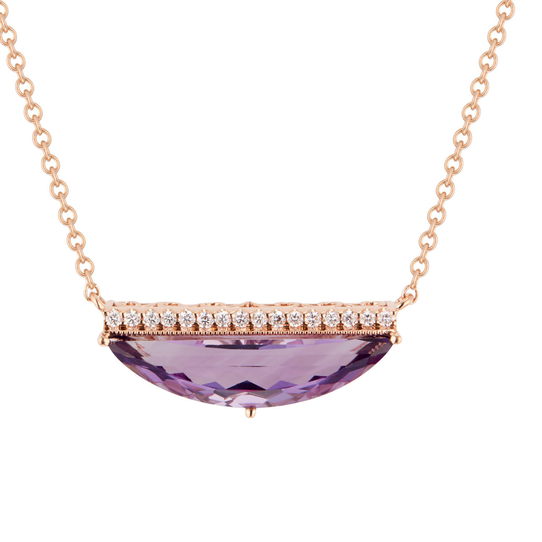 Peter Suchy 2.38 Carat Amethyst Diamond Rose Gold Necklace – image 2
