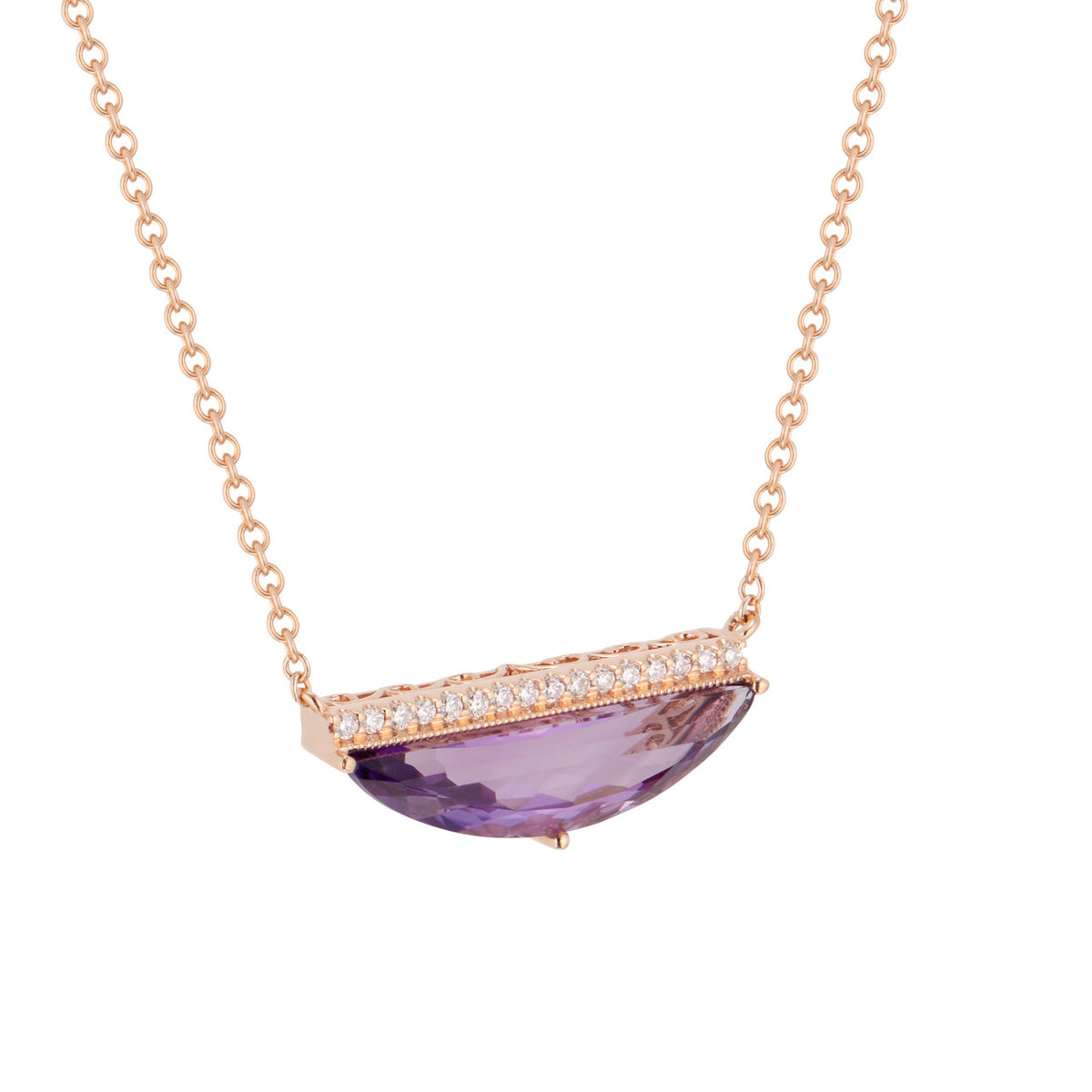 Peter Suchy 2.38 Carat Amethyst Diamond Rose Gold Necklace – image 3