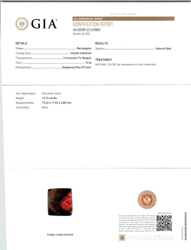 Peter Suchy GIA Certified 13.74 Carat Opal Diamond Ruby Yellow Gold Pendant – image 4