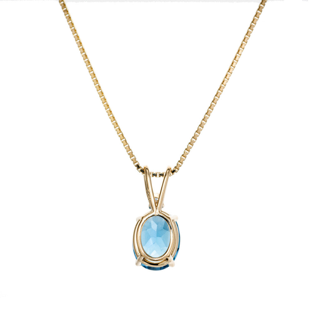 Peter Suchy 3.10 Carat Blue Topaz Diamond Yellow Gold Pendant Necklace – image 4
