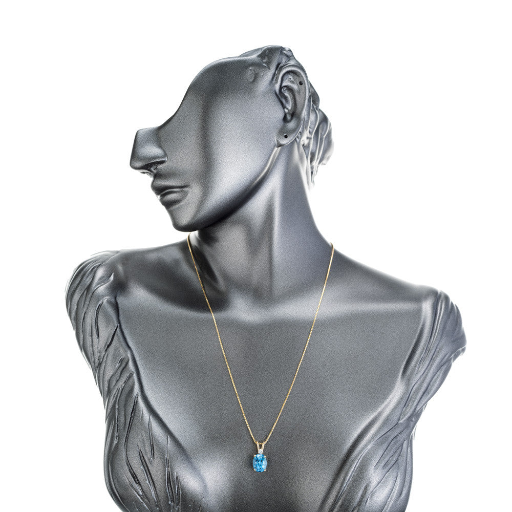 Peter Suchy 3.10 Carat Blue Topaz Diamond Yellow Gold Pendant Necklace – image 6