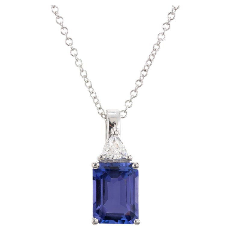 Peter Suchy 1.30 Carat Tanzanite Diamond White Gold Pendant Necklace