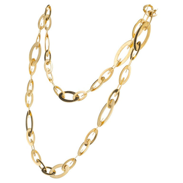Roberto Coin .20 Carat Diamond Sapphire Ruby Yellow Gold Oval Link Necklace