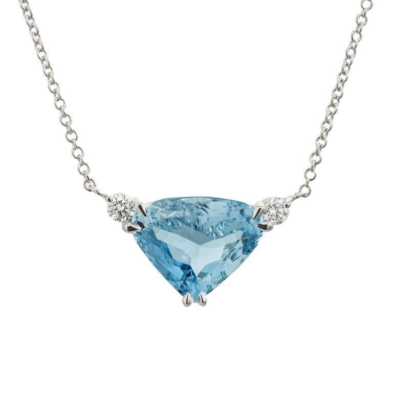 Peter Suchy 4.94 Carat Aquamarine Diamond White Gold Pendant Necklace – image 2