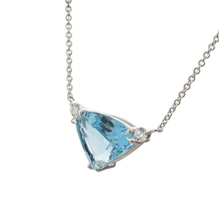Peter Suchy 4.94 Carat Aquamarine Diamond White Gold Pendant Necklace – image 3