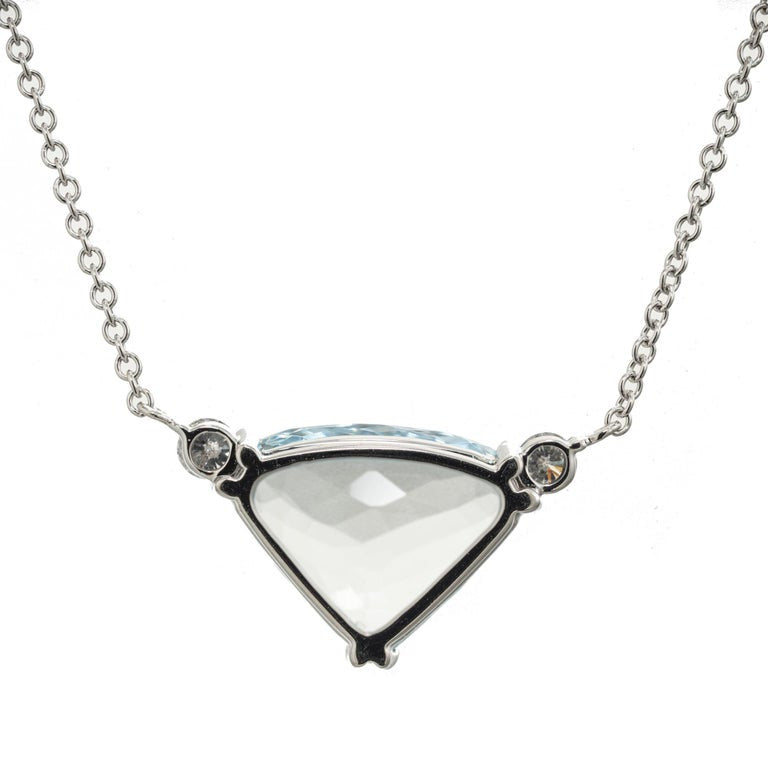 Peter Suchy 4.94 Carat Aquamarine Diamond White Gold Pendant Necklace – image 4