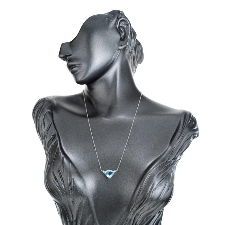 Peter Suchy 4.94 Carat Aquamarine Diamond White Gold Pendant Necklace – image 5