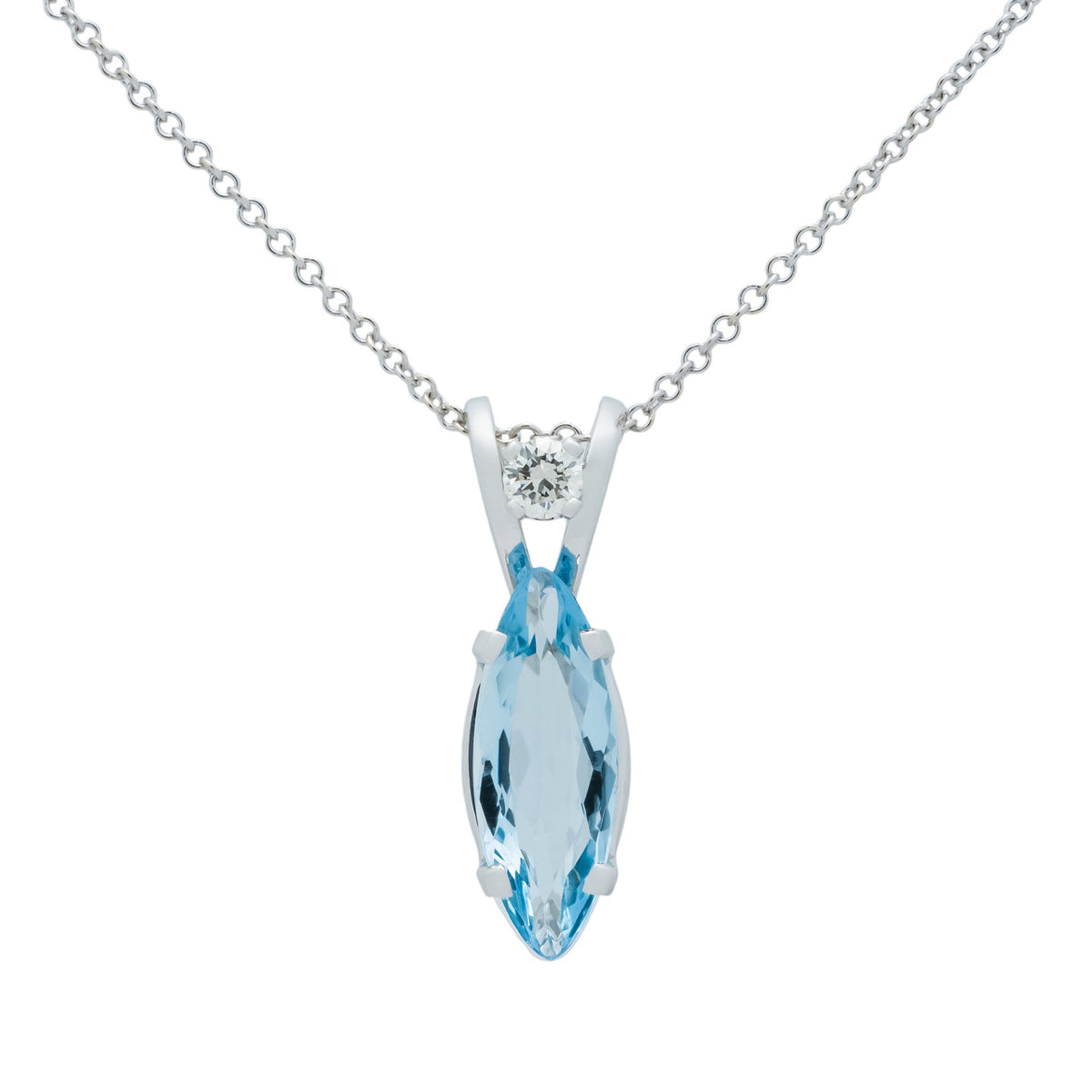 1.75 Carat Aqua Diamond White Gold Pendant Necklace
