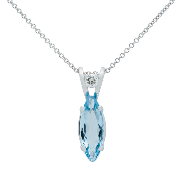 1.75 Carat Aqua Diamond White Gold Pendant Necklace