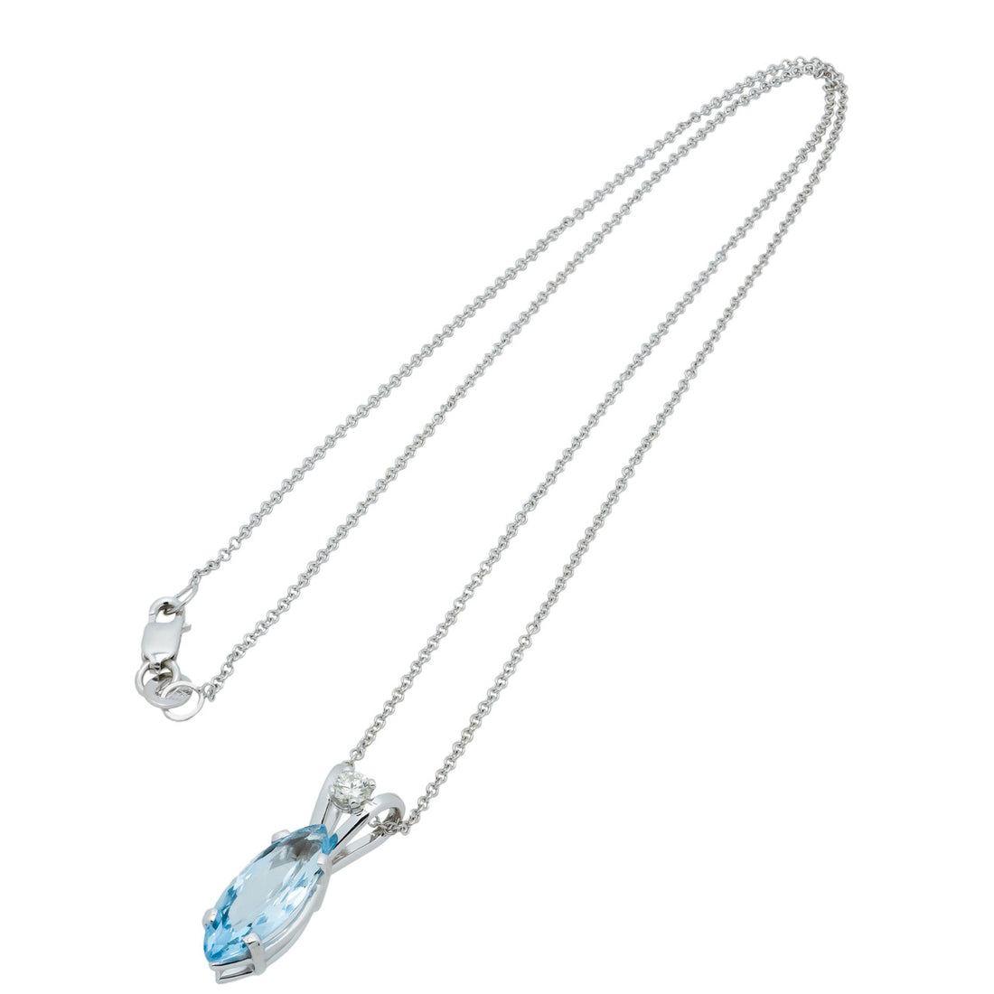 1.75 Carat Aqua Diamond White Gold Pendant Necklace – image 2