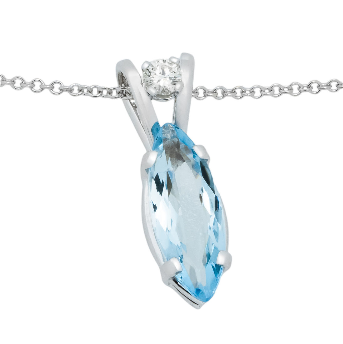 1.75 Carat Aqua Diamond White Gold Pendant Necklace – image 3