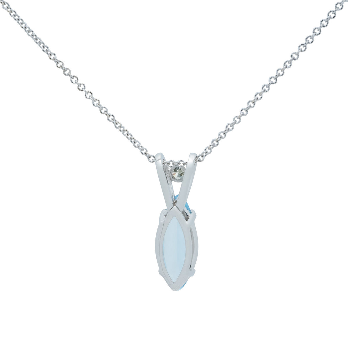 1.75 Carat Aqua Diamond White Gold Pendant Necklace – image 5