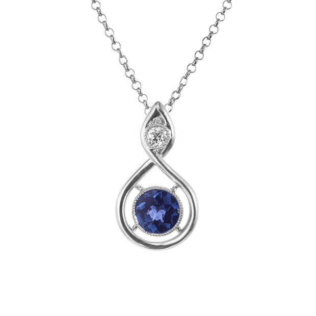GIA Certified .43 Carat Yogo Gulch Montana Sapphire Diamond Platinum Necklace