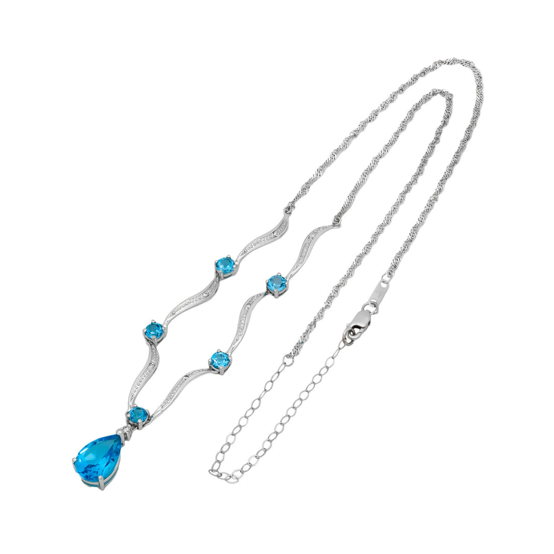4.25 Carat Blue Topaz Diamond White Gold Necklace – image 2