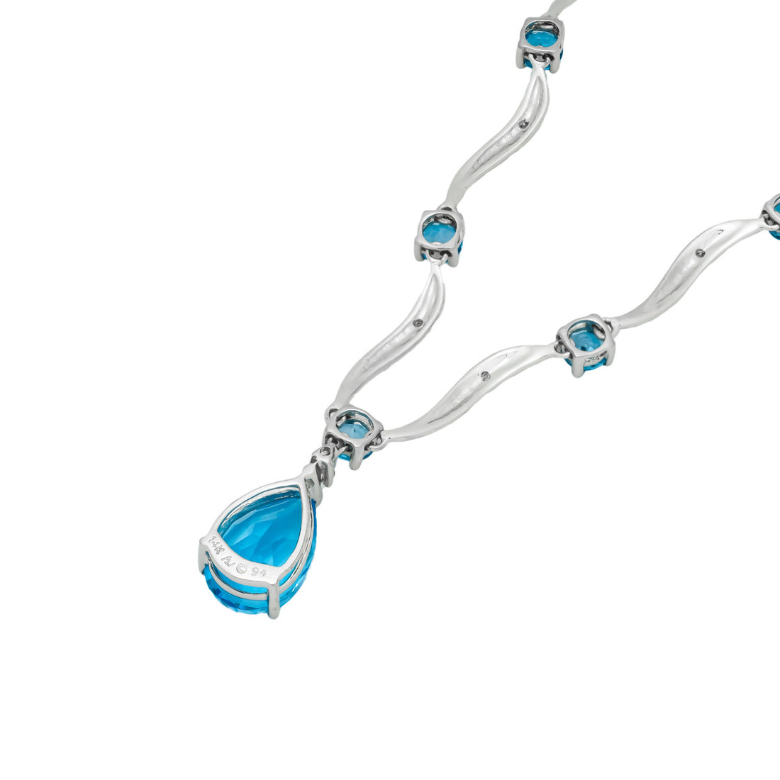 4.25 Carat Blue Topaz Diamond White Gold Necklace – image 3