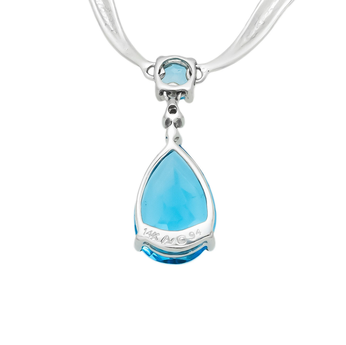 4.25 Carat Blue Topaz Diamond White Gold Necklace – image 4
