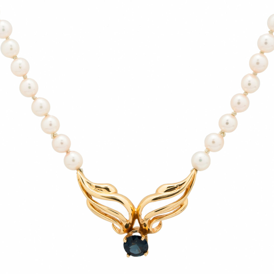 .65 Carat Sapphire Akoya Pearl Gold Necklace – image 2