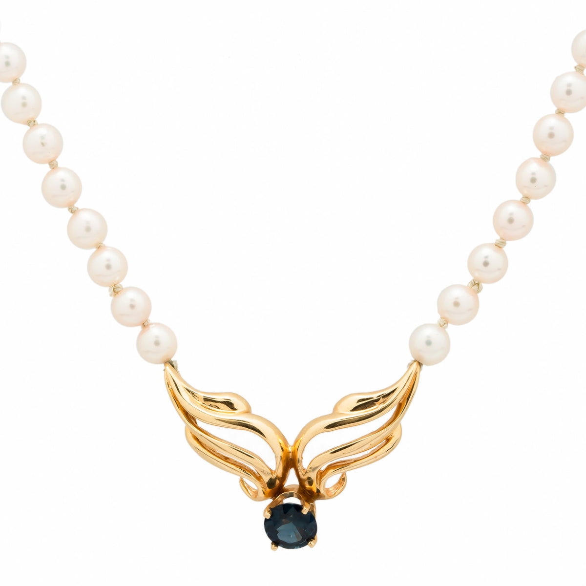 .65 Carat Sapphire Akoya Pearl Gold Necklace – image 2