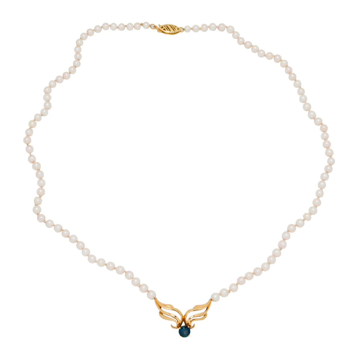 .65 Carat Sapphire Akoya Pearl Gold Necklace – image 3