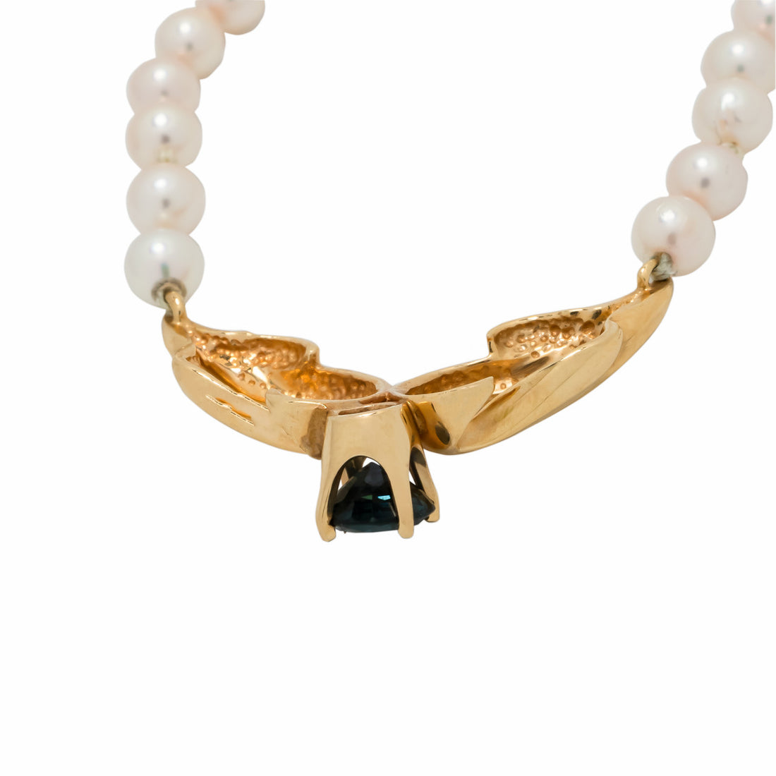 .65 Carat Sapphire Akoya Pearl Gold Necklace – image 4