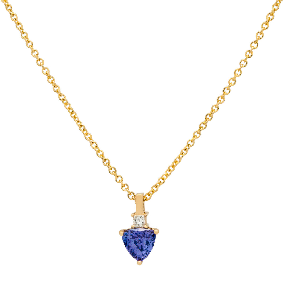 Peter Suchy 1.00 Carat Tanzanite Diamond Yellow Gold Pendant Necklace