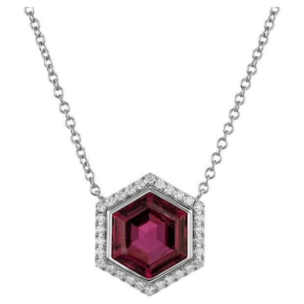Peter Suchy 6.82 Carat Tourmaline Diamond White Gold Halo Pendant Necklace