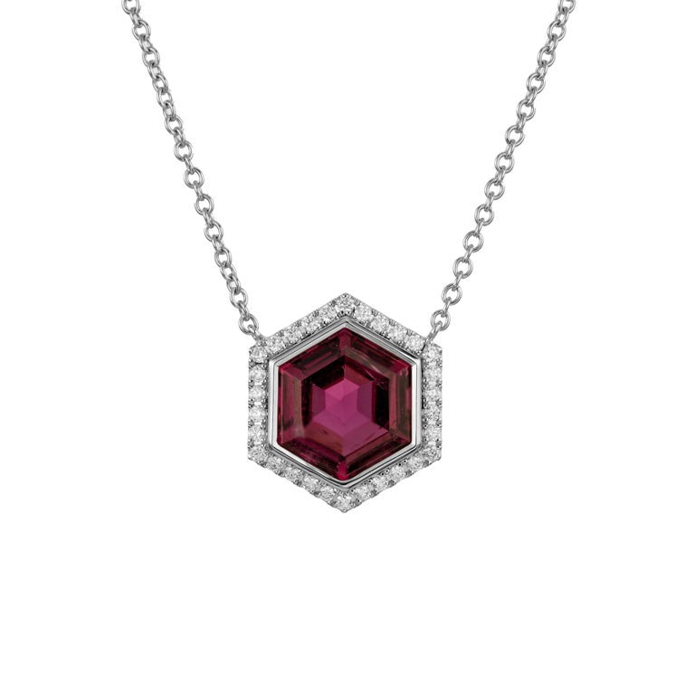 Peter Suchy 6.82 Carat Tourmaline Diamond White Gold Halo Pendant Necklace – image 3