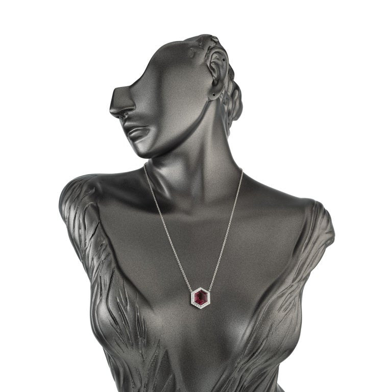 Peter Suchy 6.82 Carat Tourmaline Diamond White Gold Halo Pendant Necklace – image 7
